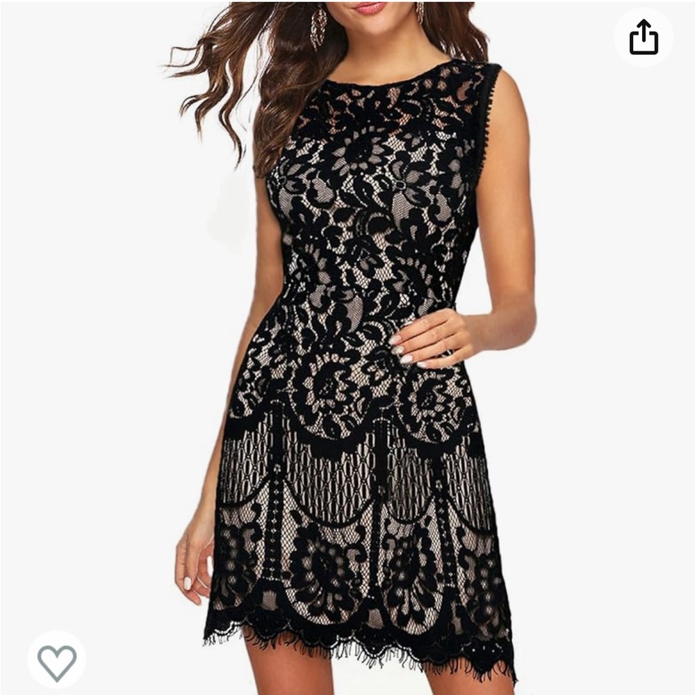 NWOT MSLG Round Neck V-Back
Floral Lace Cocktail Party A Line Dress • Small